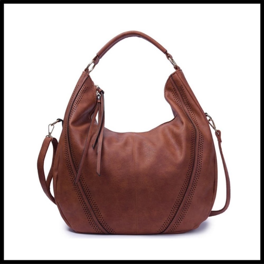 Classic Brown Vegan Leather Hobo Bag - Women - Picture 2 of 8